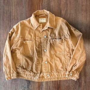 Free People Washed Caramel Brown Denim Jacket